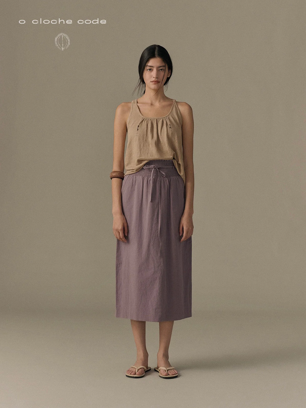 o cloche code 26SS Loose single-button camisole OCC-OH26SB012D-SM DUNE Desert color - Image 3