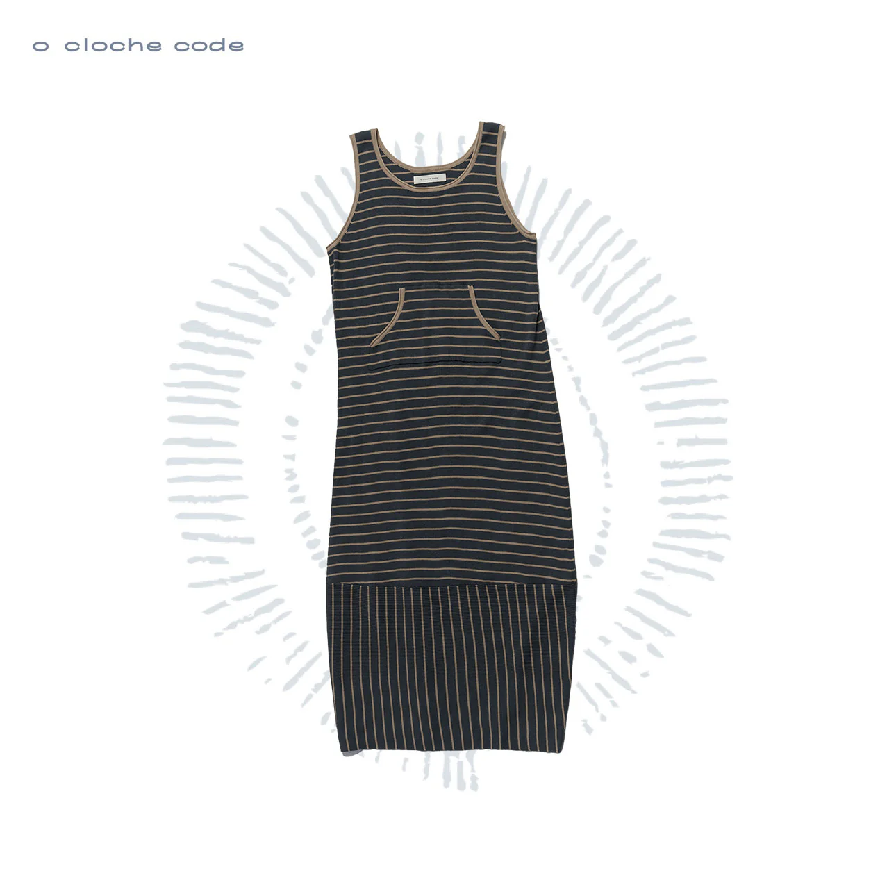 o cloche code 26SS striped lantern vest maxi dress OCC-OH26SQ007I-THLXM Iron gray blue/apricot beige - Image 7