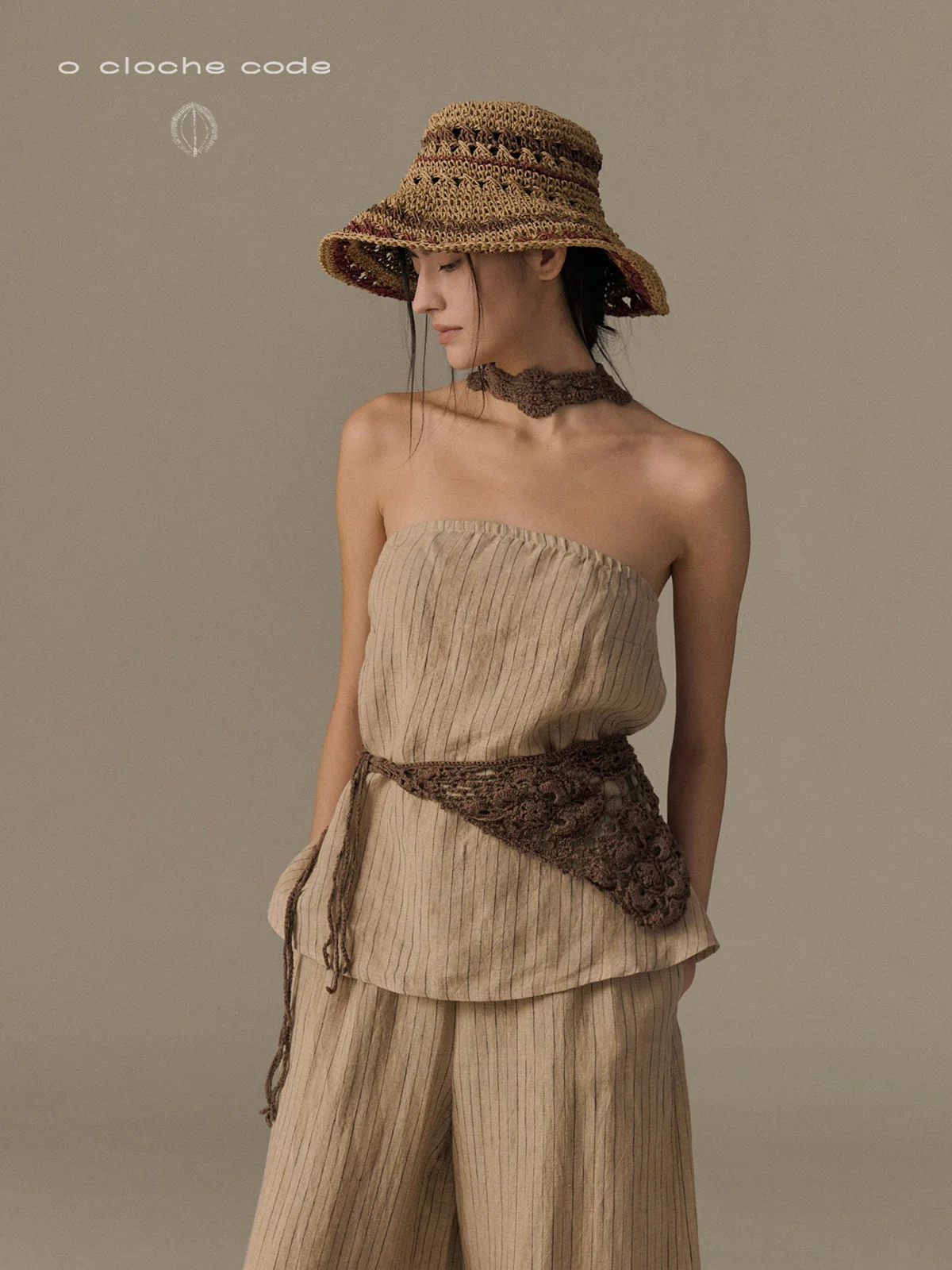 o cloche code 26SS striped trousers OCC-OS26SP017H-YMCT (HARVEST oatmeal stripes) - Image 6