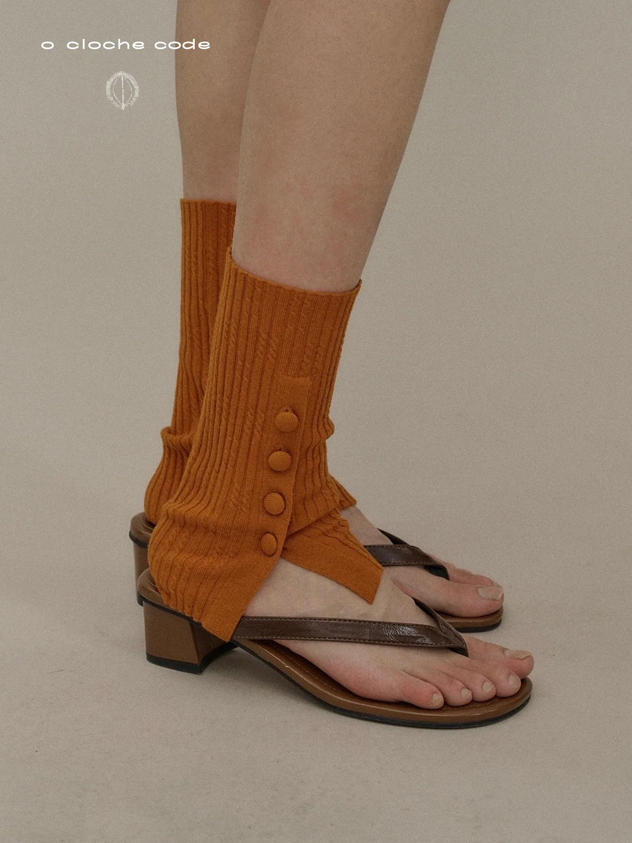 o cloche code cable knit short socks OCC-OH01S838-GJ Tangerine - Image 5
