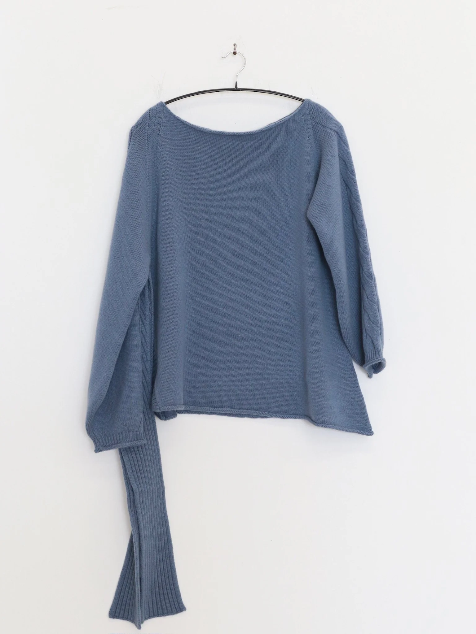 o cloche code cashmere tie-up off-shoulder sweater OCC-OH01T819-METL (MALTESE Maltese Blue) - Image 6