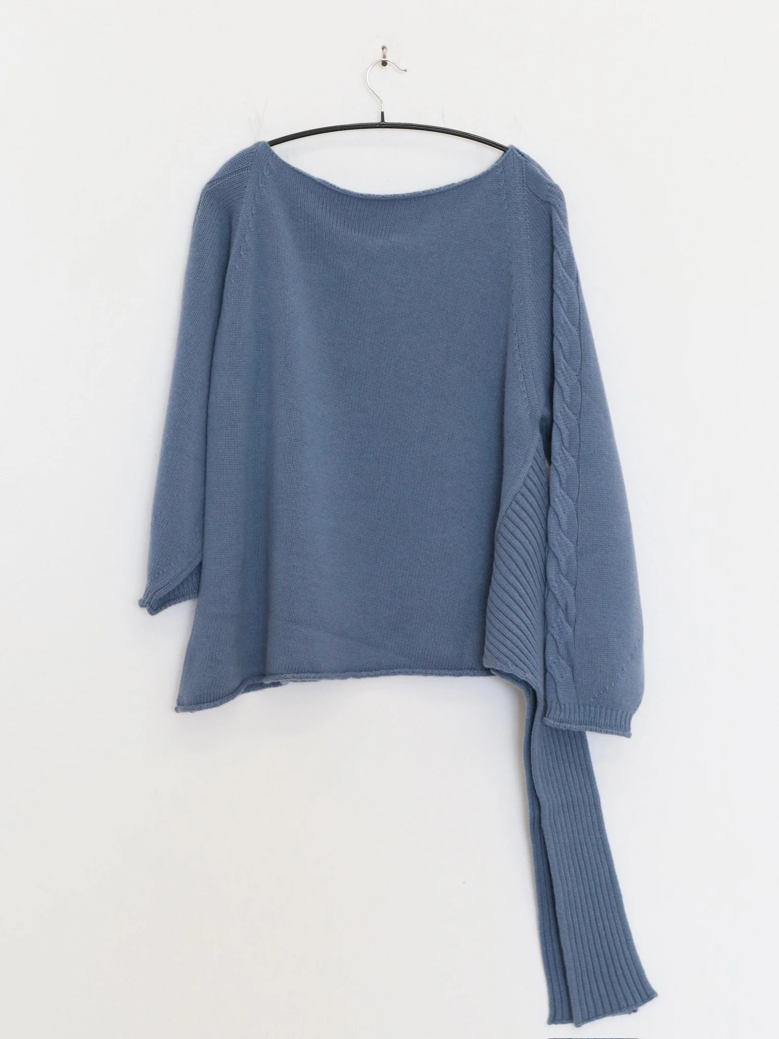 o cloche code cashmere tie-up off-shoulder sweater OCC-OH01T819-METL (MALTESE Maltese Blue) - Image 9