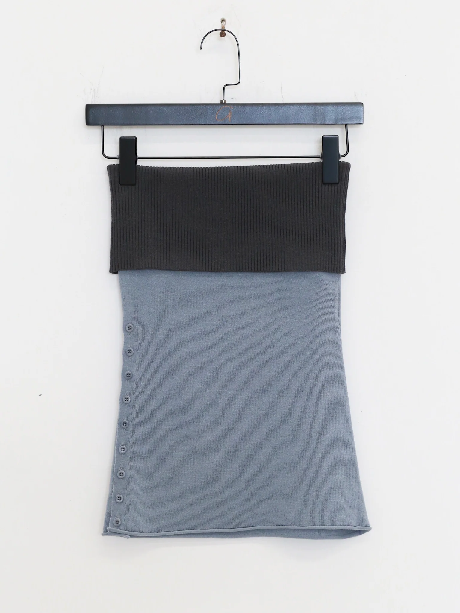 o cloche code color-blocked turn-up strapless top OCC-OH01B846-HLWMH gray-blue + ebony black P-I - Image 3