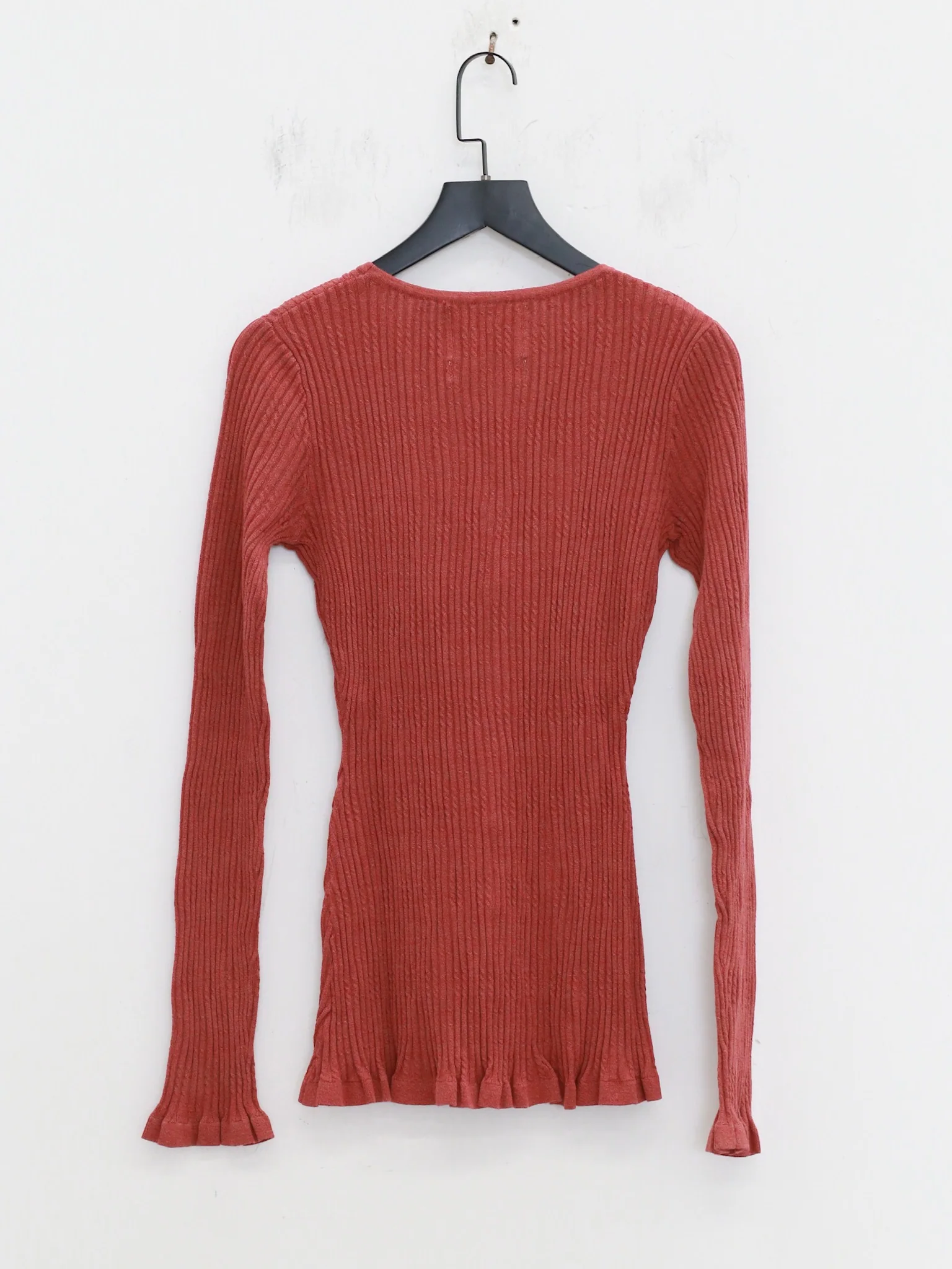 o cloche code cotton-feel paper-thin cardigan/flared pants OCC-OH01K809-ZH brick red cardigan HAPRISSA - Image 8