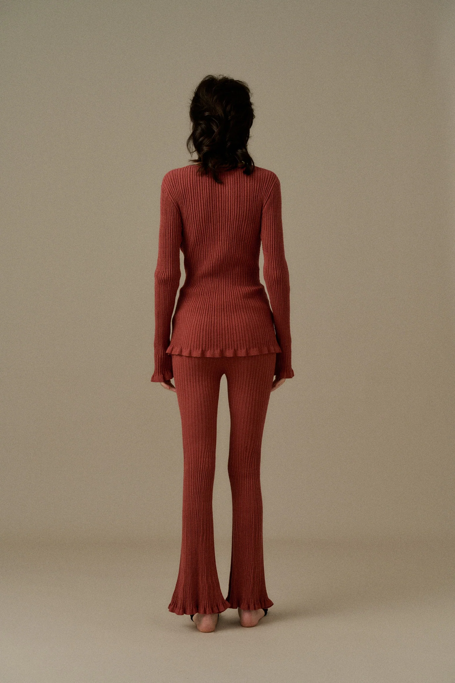 o cloche code cotton-feel paper-thin cardigan/flared pants OCC-OH01K810-ZH pants brick red HAPRISSA (OH01K809) - Image 16