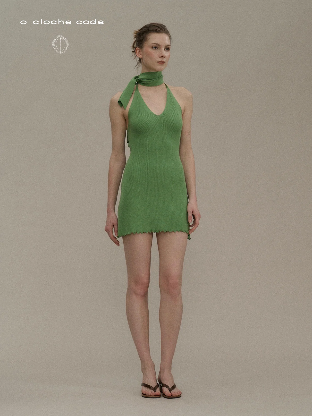 o cloche code halter neck dress OCC-OH01Q855-GPL melon green MELON - Image 11