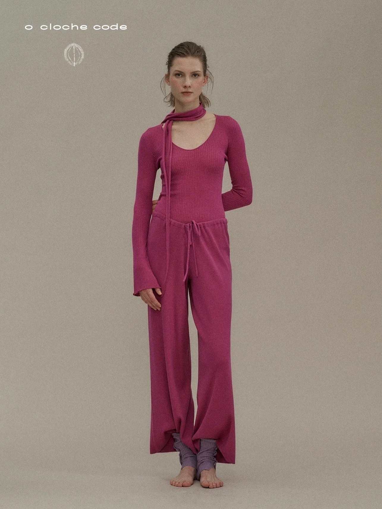 o cloche code (mulberry silk flared long sleeves with long straps) OCC-OH01T832F-FUCHSIA purplish red - Image 7