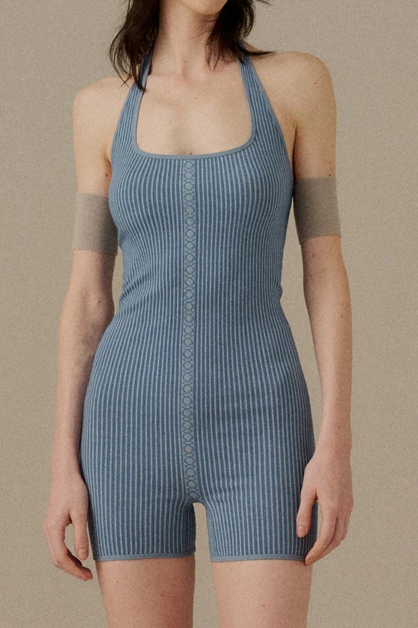 o cloche code wool bamboo fiber sports bodysuit OCC-OY01L500-WL misty blue OCEANA