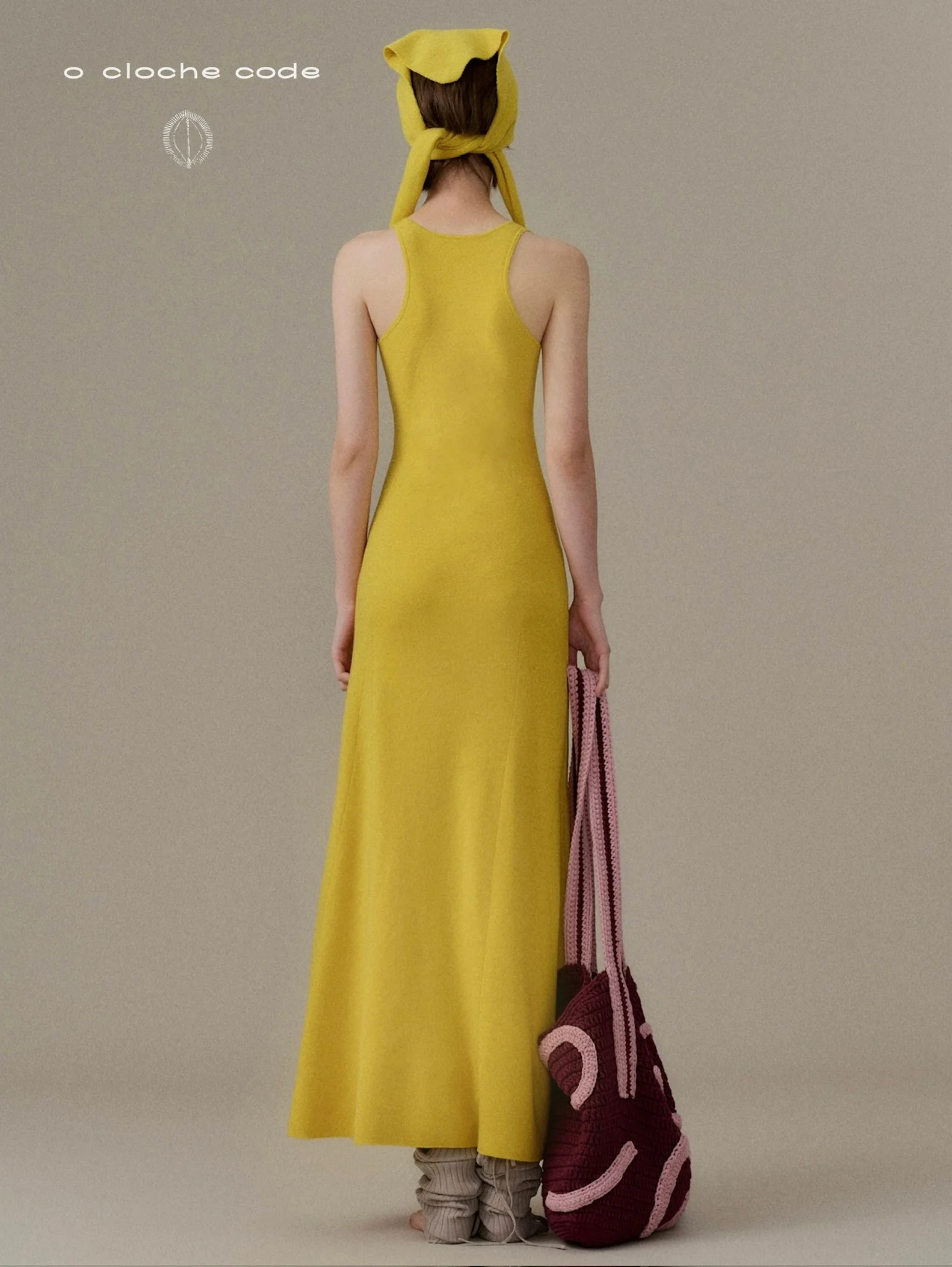 o cloche code wool knit maxi dress OCC-OH01Q816-HPH amber yellow CORONA - Image 11