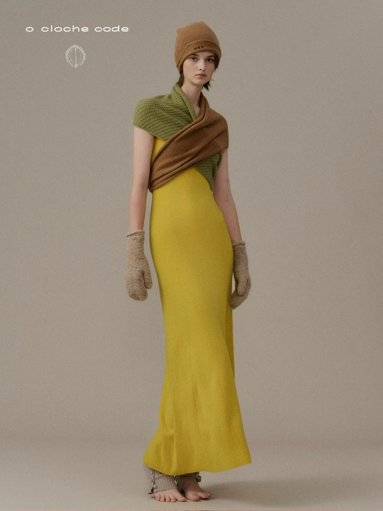 o cloche code wool knit maxi dress OCC-OH01Q816-HPH amber yellow CORONA - Image 12