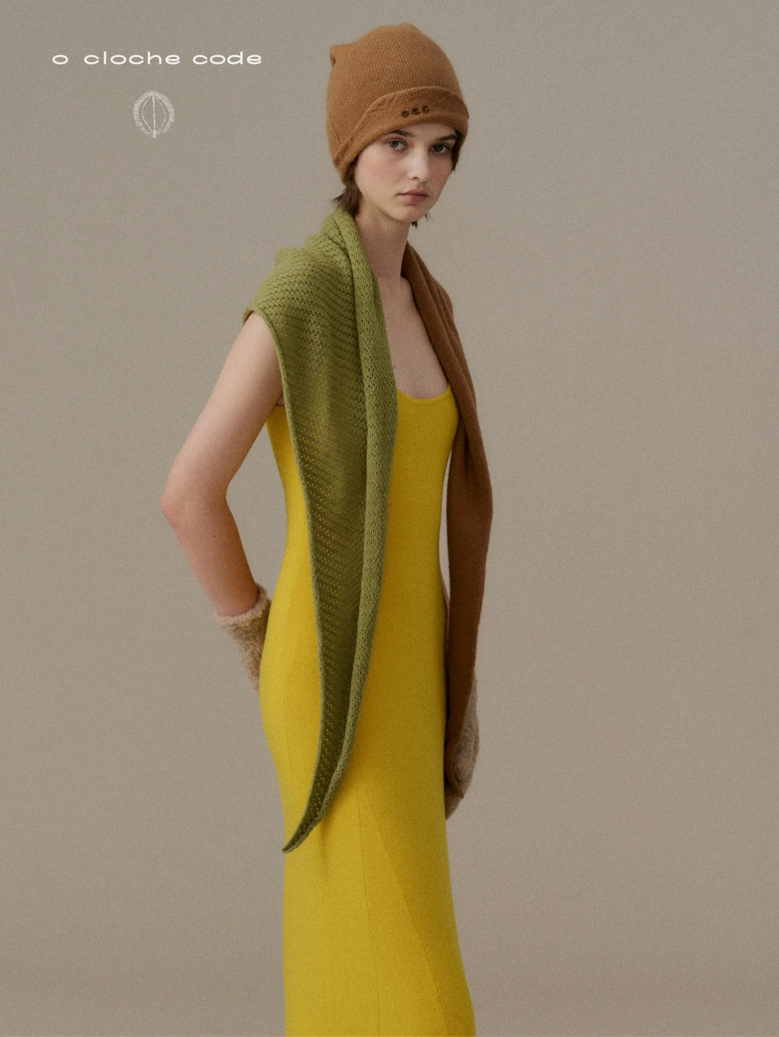o cloche code wool knit maxi dress OCC-OH01Q816-HPH amber yellow CORONA - Image 17