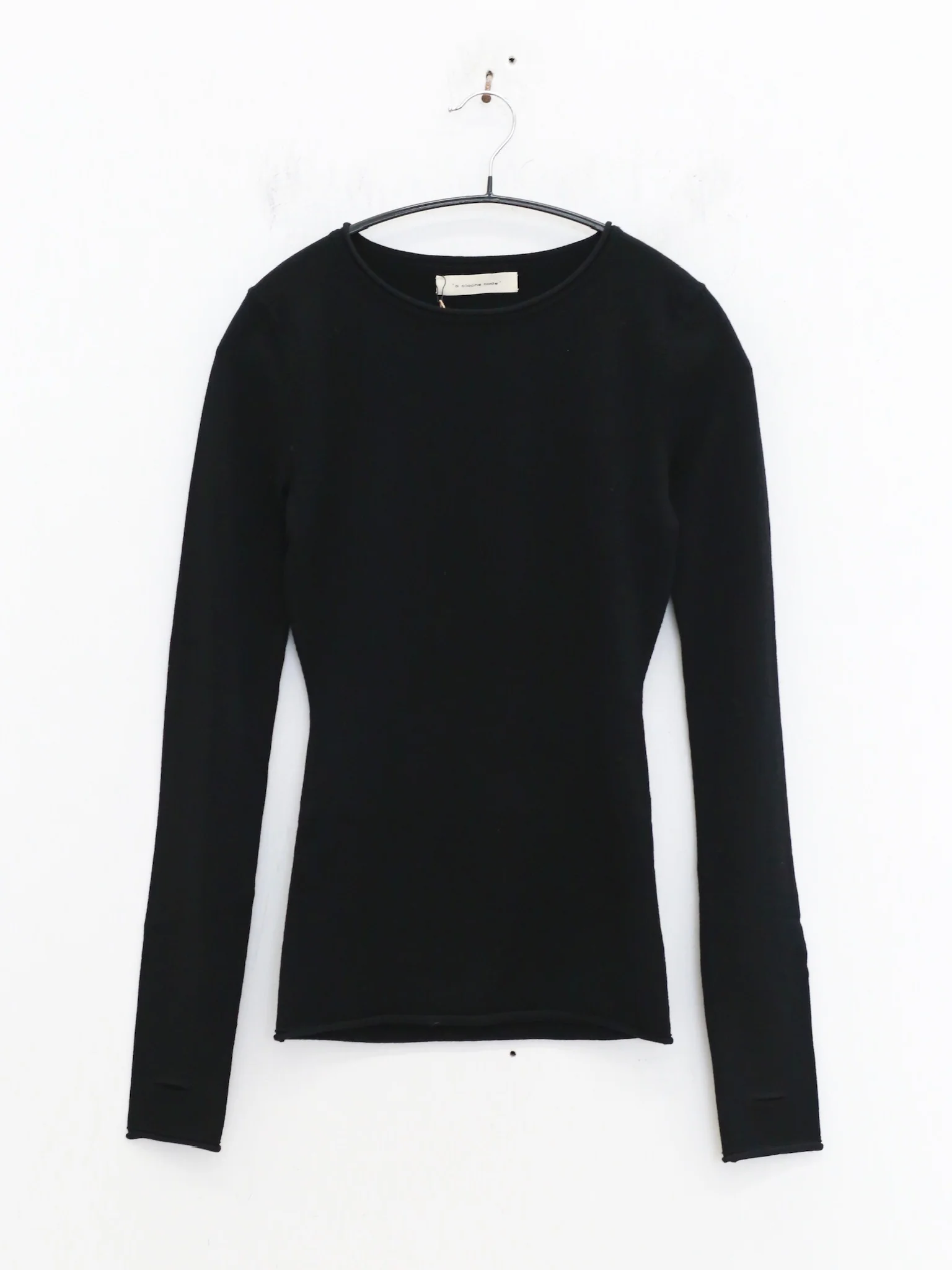 o cloche code wool knit rolled hem long sleeve OCC-OH01T826-CH solid black - Image 5