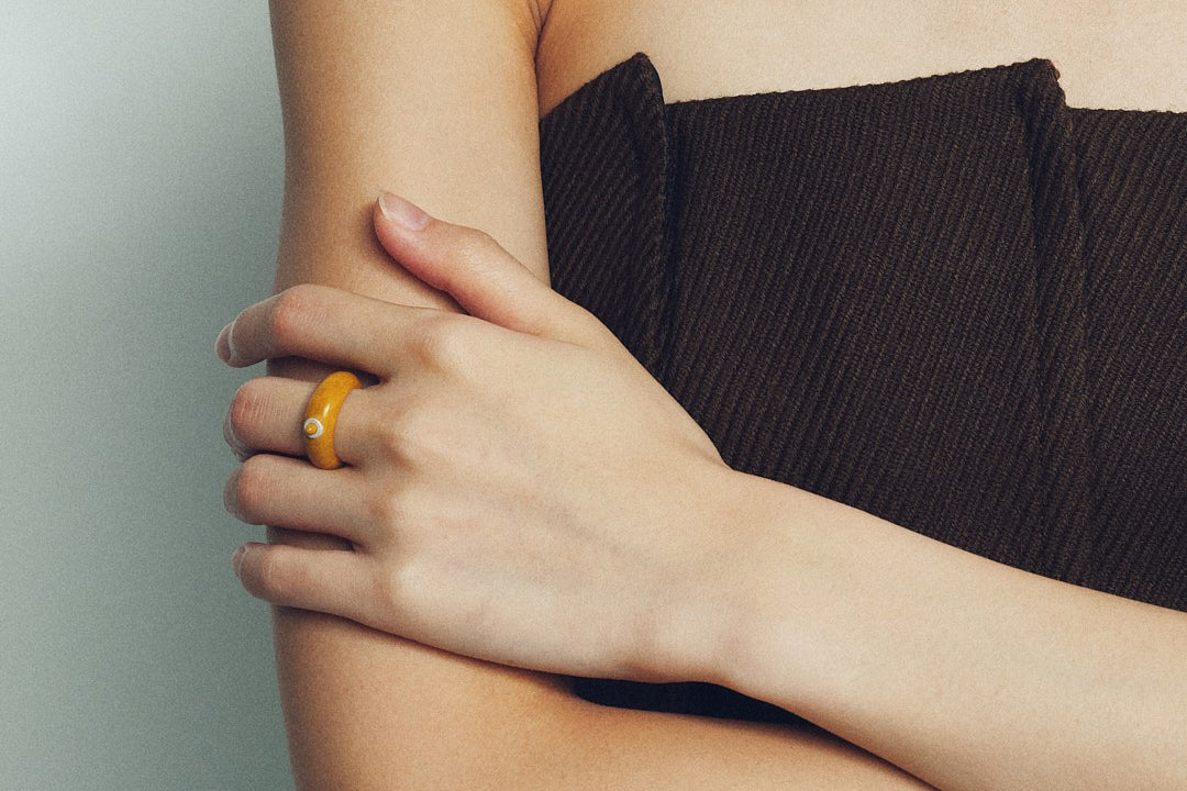 OLIO E ACETO 24 Autumn and Winter Yellow Aventurine/Agate/Smoky Quartz Fruit Thin Ring OLIO-OA11F14-HUANGYIN Yellow/Silver - Image 6