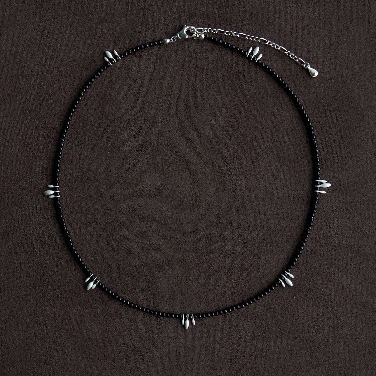 OLIO E ACETO 25 Spring/Summer Black Onyx/Garnet Drop Beaded Necklace OLIO-OA12N31-HEI Black Onyx