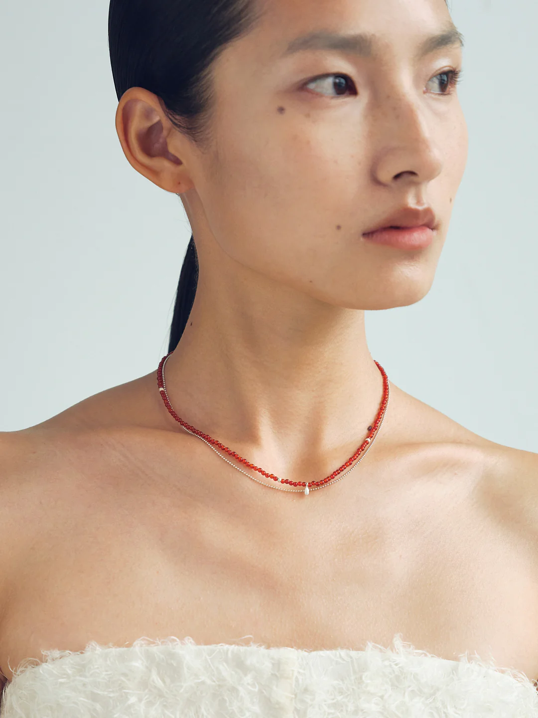 OLIO E ACETO 25 Spring/Summer Red Agate Double Necklace OLIO-OA12N37-HY Red - Image 8