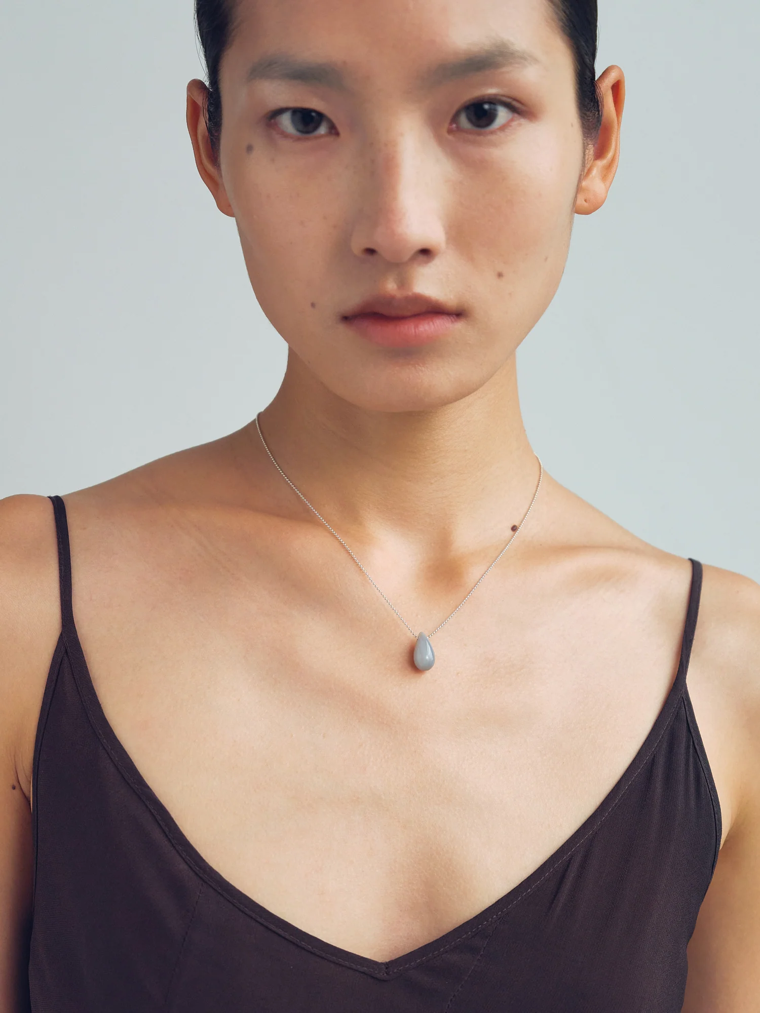 OLIO E ACETO 25 Spring/Summer Sterling Silver Agate Drop Necklace OLIO-OA12N14-HY Gray - Image 7