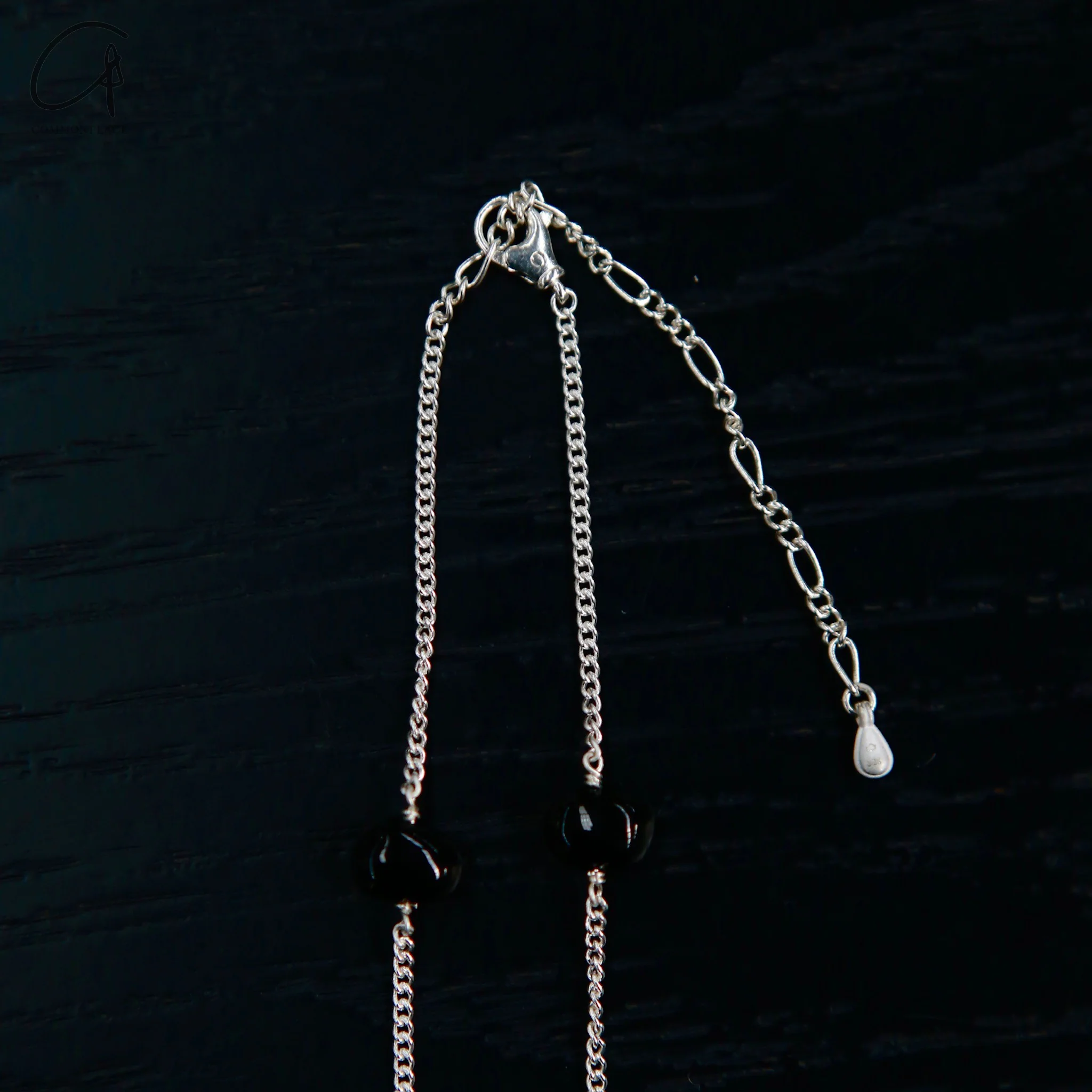 OLIO E ACETO 25 Spring/Summer Sterling Silver Black Agate Stone Necklace OLIO-OA12N16-HY Black Silver - Image 4
