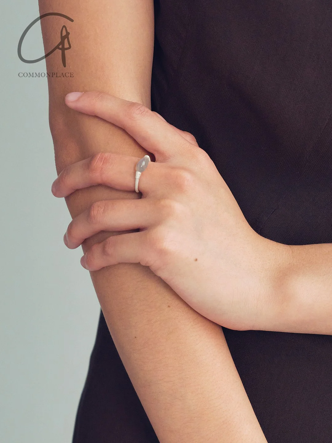 OLIO E ACETO 25 Spring/Summer Sterling Silver Black/Gray Agate Drop Ring OLIO-OA12F09-HUIYIN Gray - Image 5