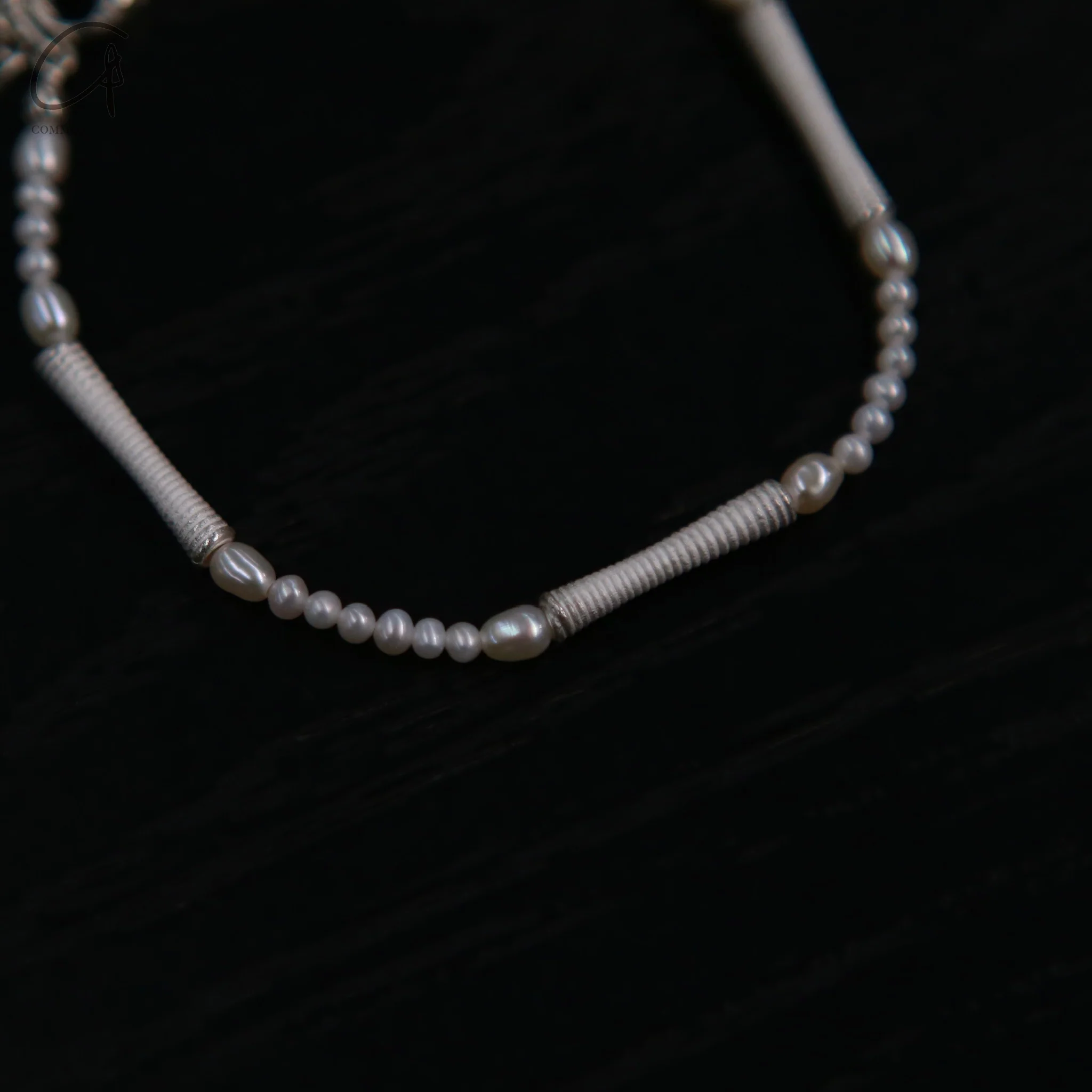 OLIO E ACETO 25 Spring/Summer Sterling Silver Pearl Threaded Column Bracelet OLIO-OA12A10-YZZB Pearl White - Image 3