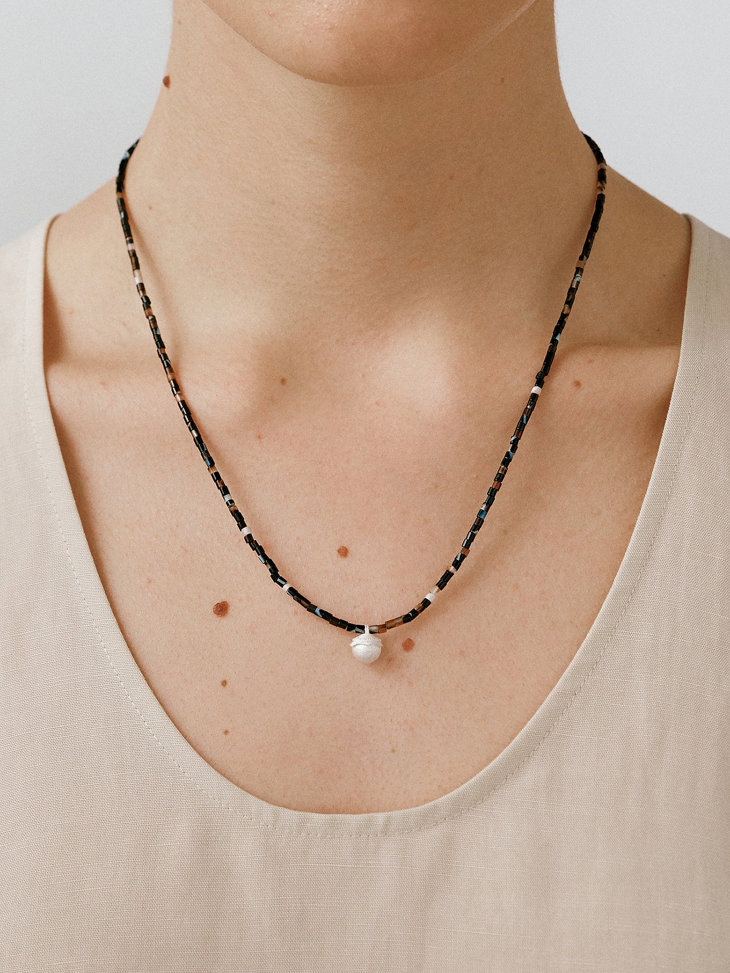 OLIO E ACETO Black Flower Agate Sterling Silver Flower Basket Necklace OLIO-OA13N36-ZY Brown/Silver - Image 6