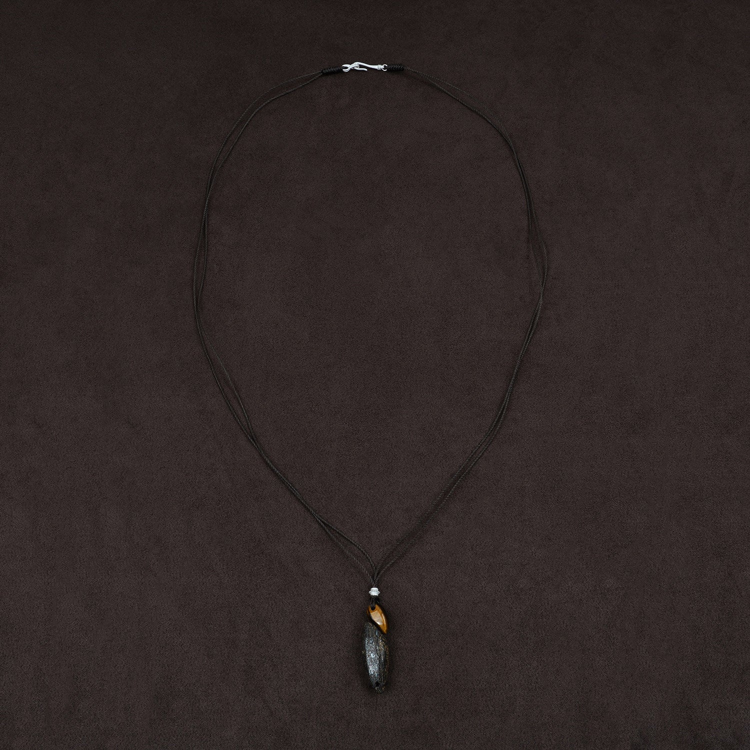 OLIO E ACETO Bronze Pyroxene Sterling Silver Cord Necklace OLIO-OA14N08-ZSZY Brown/Dark Brown/Silver