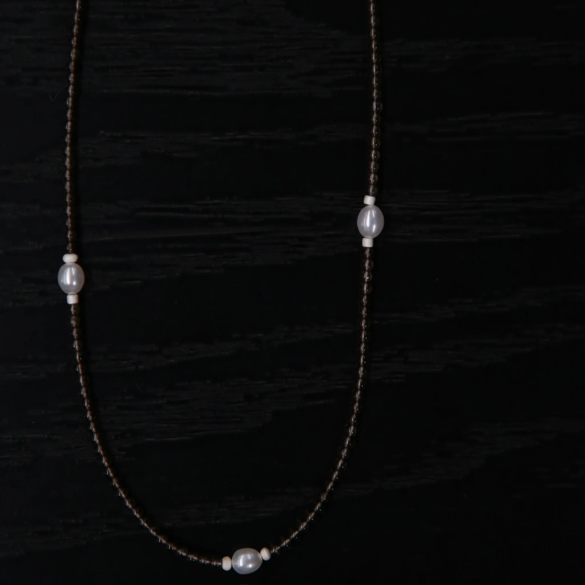 OLIO E ACETO Lapis Lazuli/Smoky Quartz Pearl Beaded Necklace OLIO-OA13N31-CZZBY Smoky Quartz (OA13N29) - Image 4