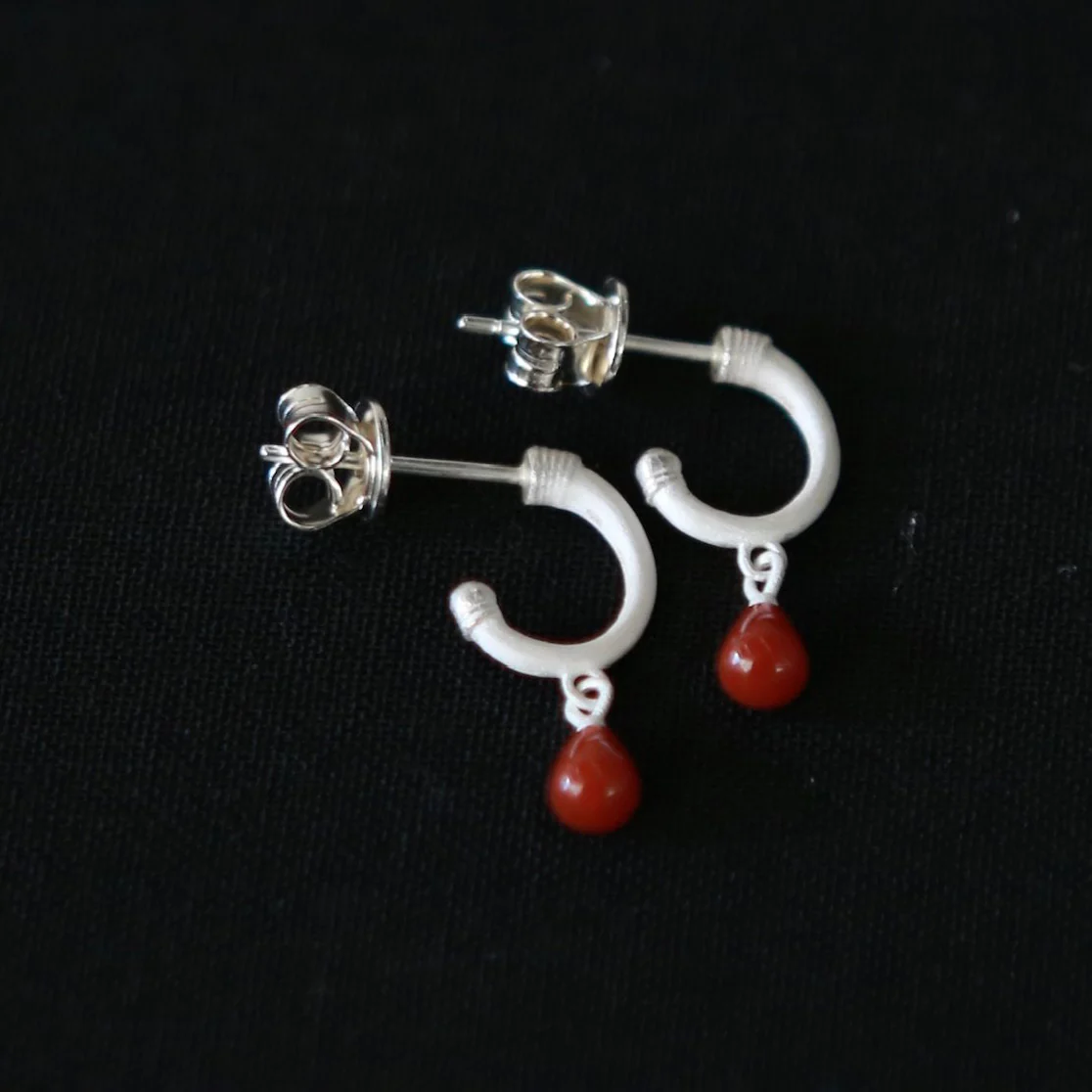 OLIO E ACETO New Year Collection Sterling Silver Red Agate Pendant Earrings OLIO-OA13E26-YH Silver/Red - Image 2