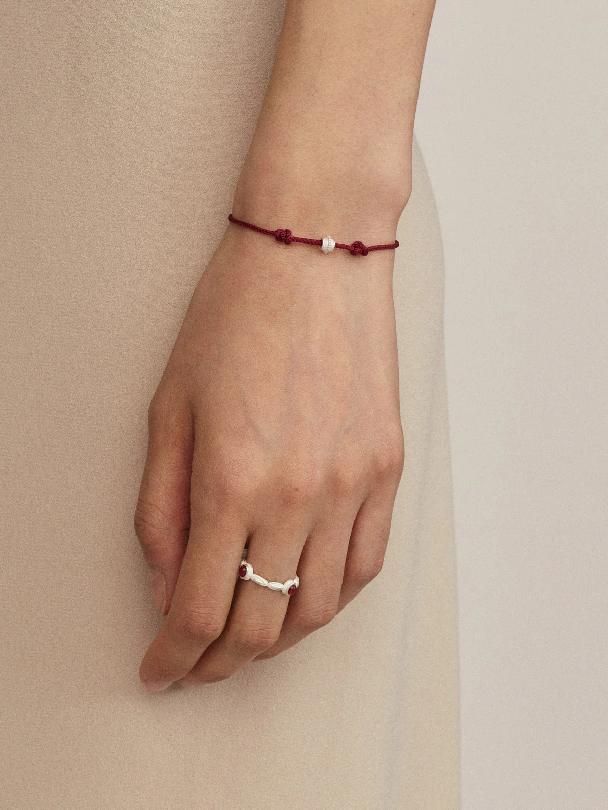 OLIO E ACETO New Year Collection Sterling Silver Red Rope Double Knot Bracelet OLIO-OA13A21-HY Red/Silver - Image 6