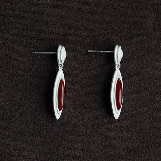 OLIO E ACETO New Year Series Sterling Silver Red Agate Shell Earrings OLIO-OA12E21-HY Red/Silver - Image 4