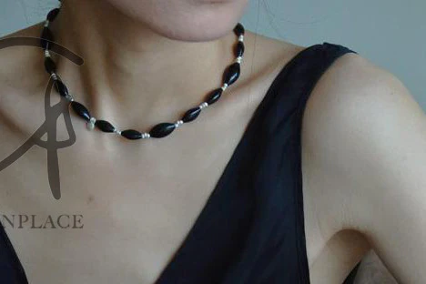 OLIO E ACETO Obsidian Sterling Silver Necklace Handmade OLIO-OA08N02-HEI Black POEA26 - Image 7