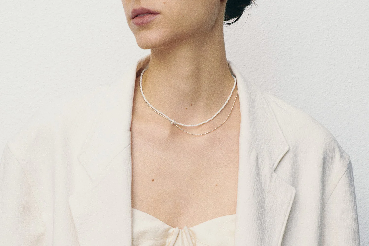 OLIO E ACETO Pure silver white pine dual -layer necklace OA06N17 - Image 3