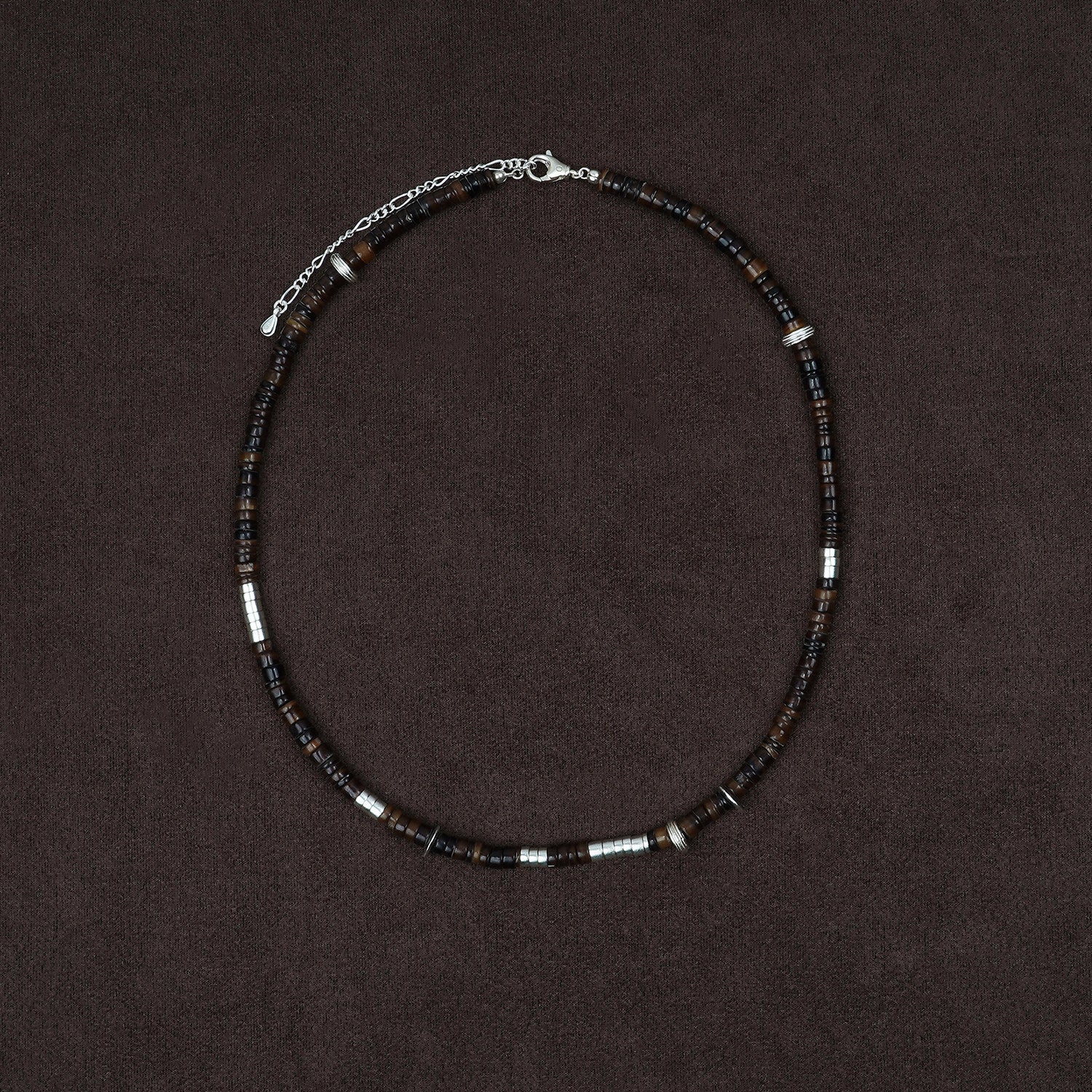 OLIO E ACETO Shell Silver Beaded Necklace OLIO-OA14N10-ZY Brown/Silver