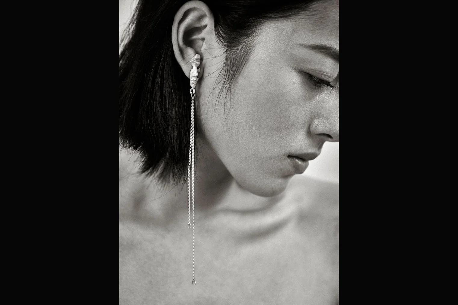 Olio e Aceto silver face long chain earrings oa04e04 - Image 6