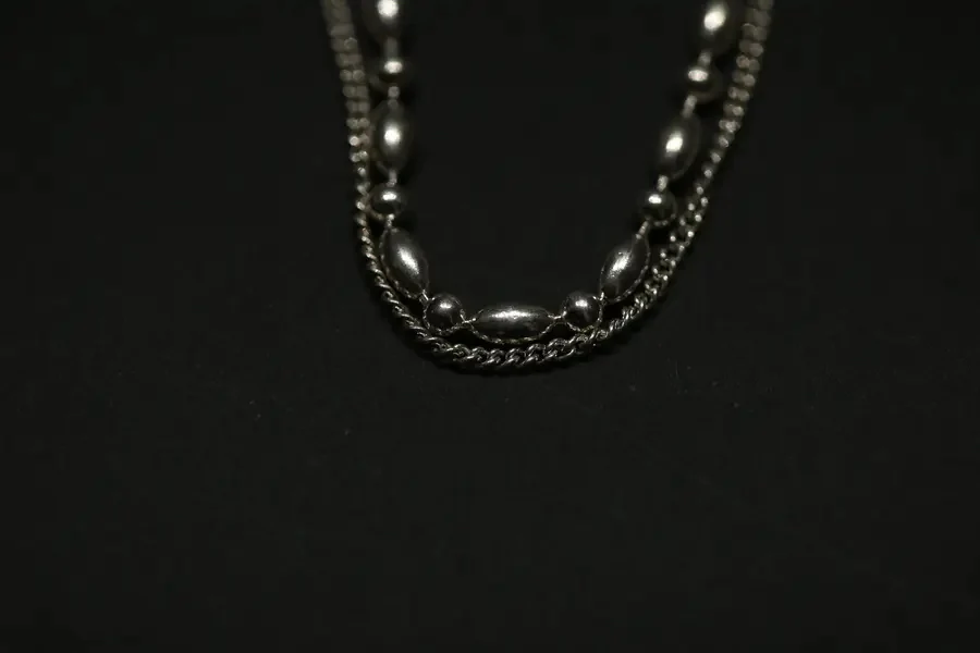OLIO E ACETO Sterling Silver Ball Beads Double Chain Choker OA06N09 - Image 4