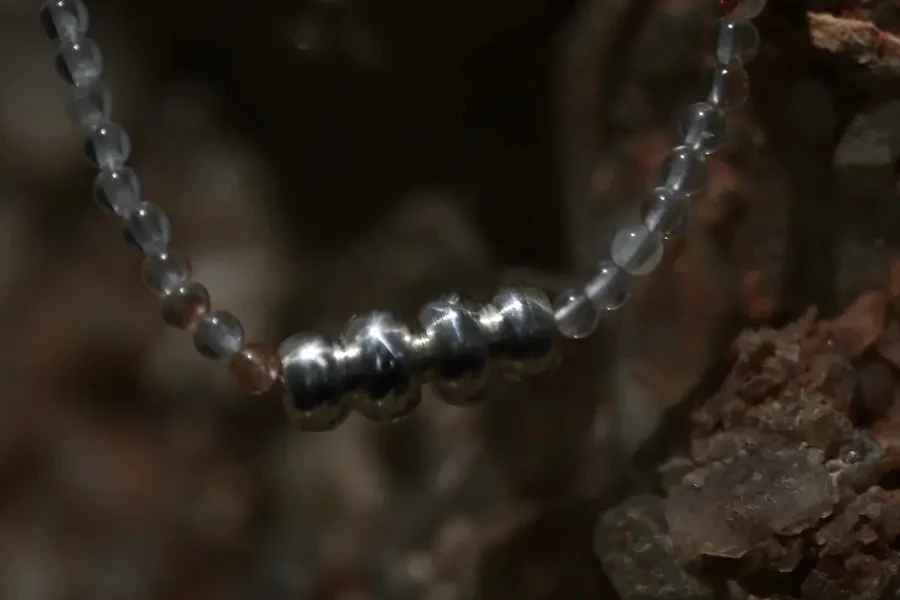 OLIO E ACETO Sterling Silver Crystal Beaded Necklace OA06N22 - Image 2