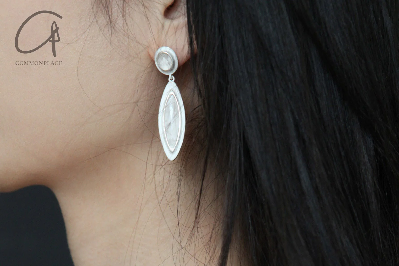 OLIO E ACETO sterling silver crystal shell long earrings OA10E09 white/silver POEA19 - Image 6