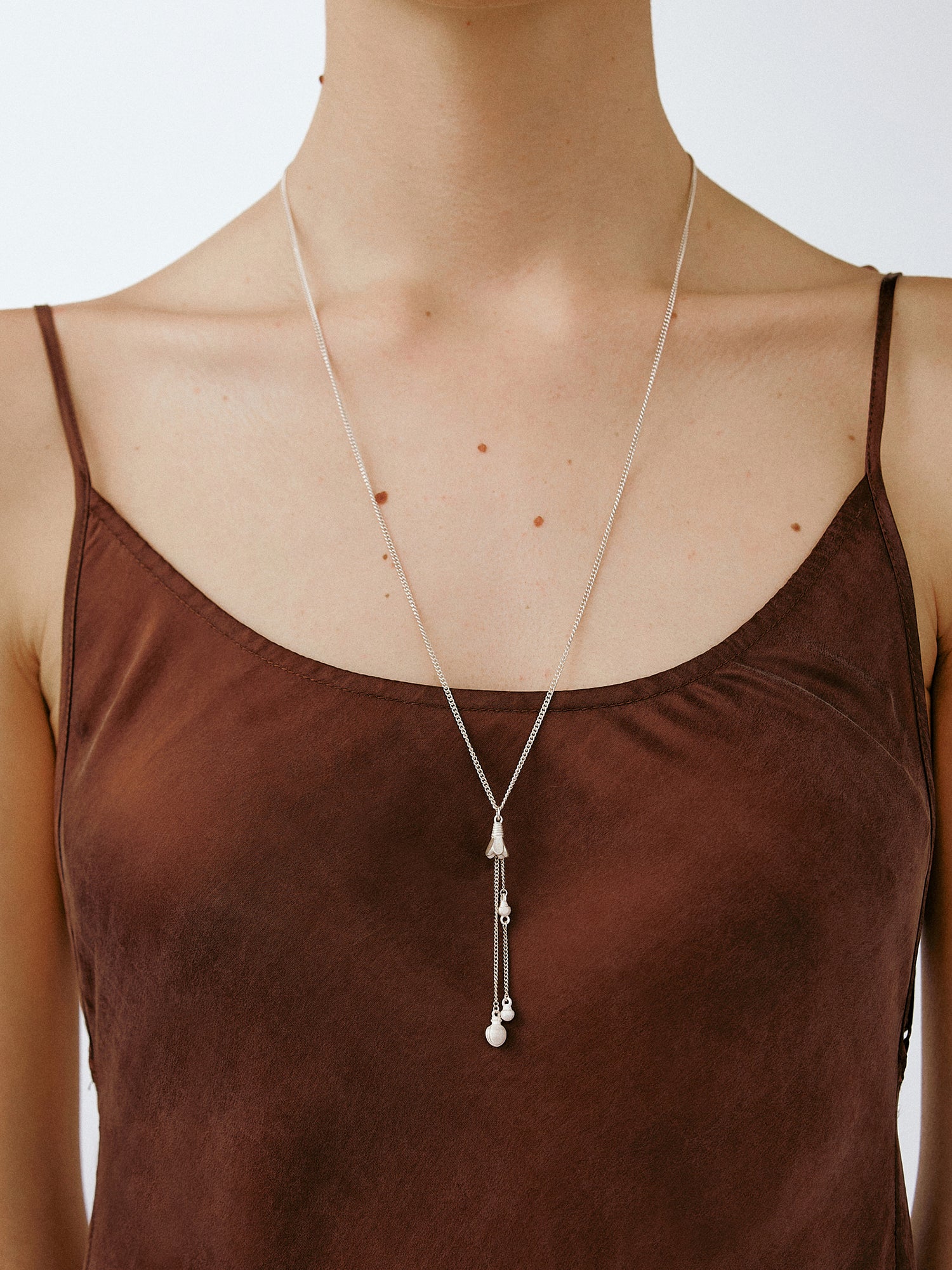 OLIO E ACETO Sterling Silver Flower Basket Tassel Long Necklace OLIO-OA13N16-YIN Silver - Image 7