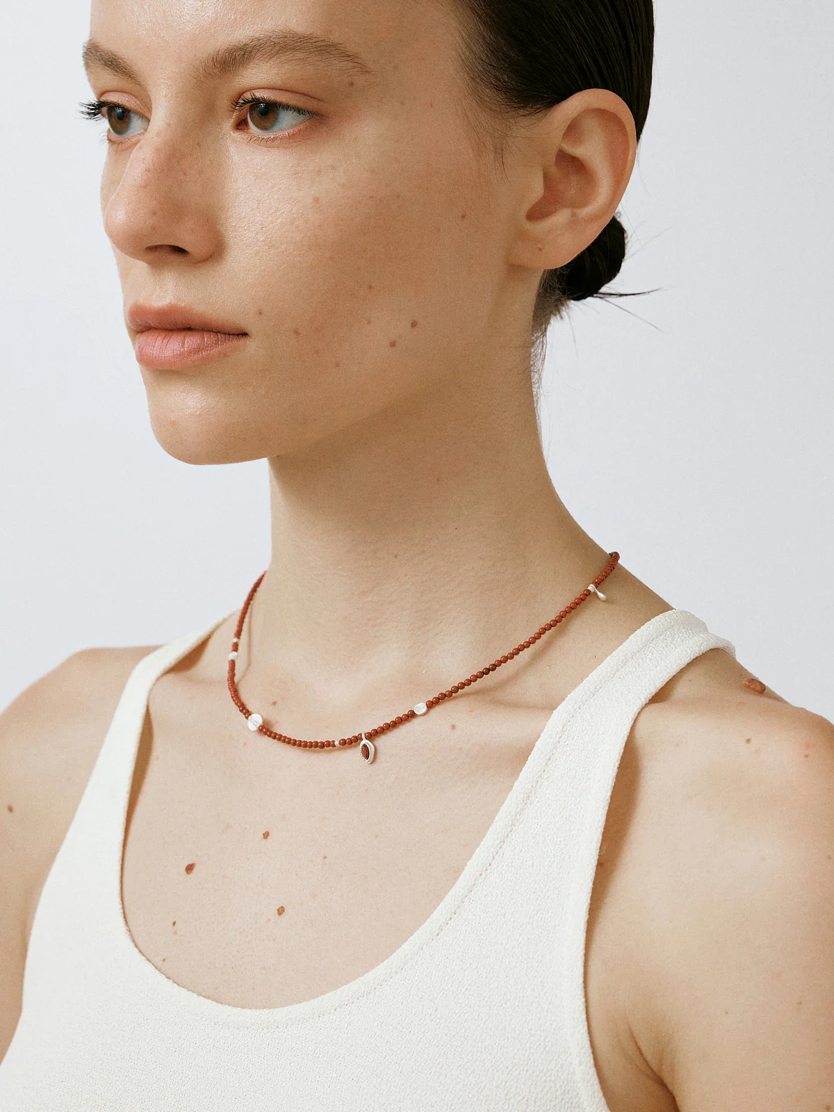 OLIO E ACETO Sterling Silver Lapis Lazuli/Red Snakeskin Jade Flower Beaded Necklace OLIO-OA13N25-HY Red - Image 8