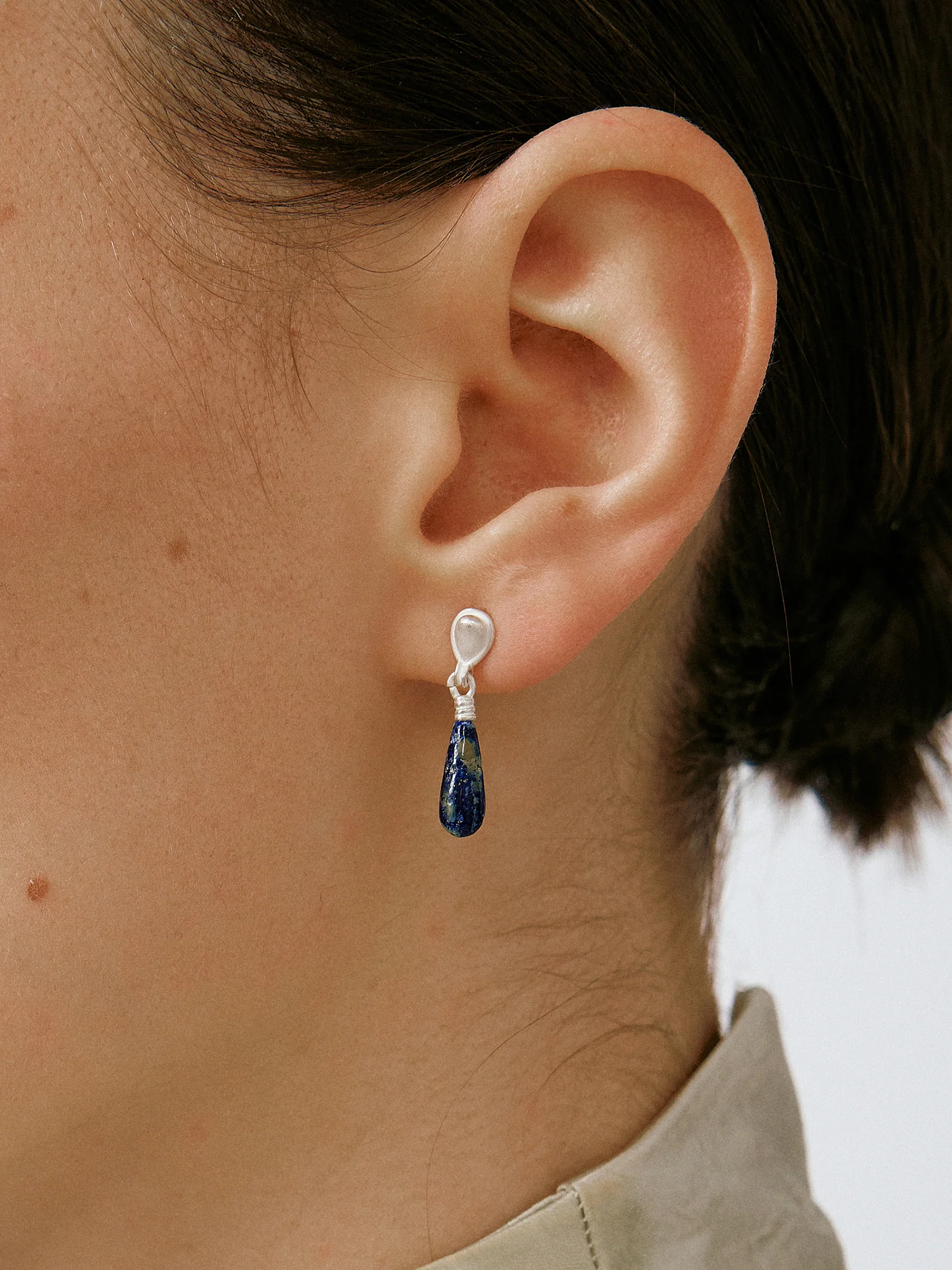 OLIO E ACETO Sterling Silver/Lapis Lazuli/Red Snakeskin Jade Morning Dew Earrings OLIO-OA13E07-LY Blue/Silver (OA13E06) - Image 4