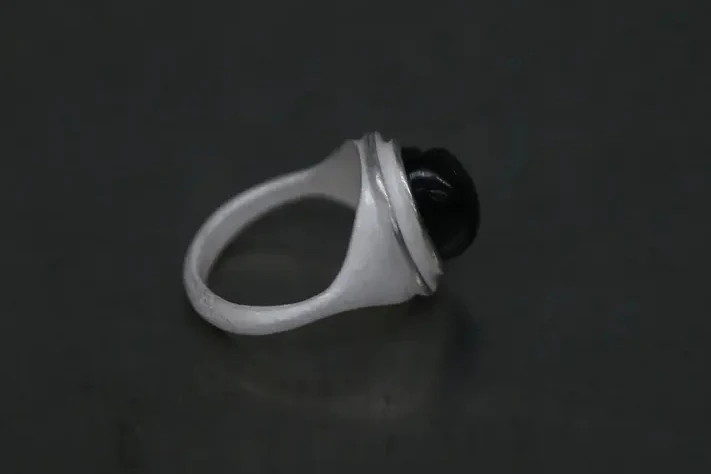 OLIO E ACETO sterling silver obsidian shell ring OA10F05 black/silver POEA25 - Image 3