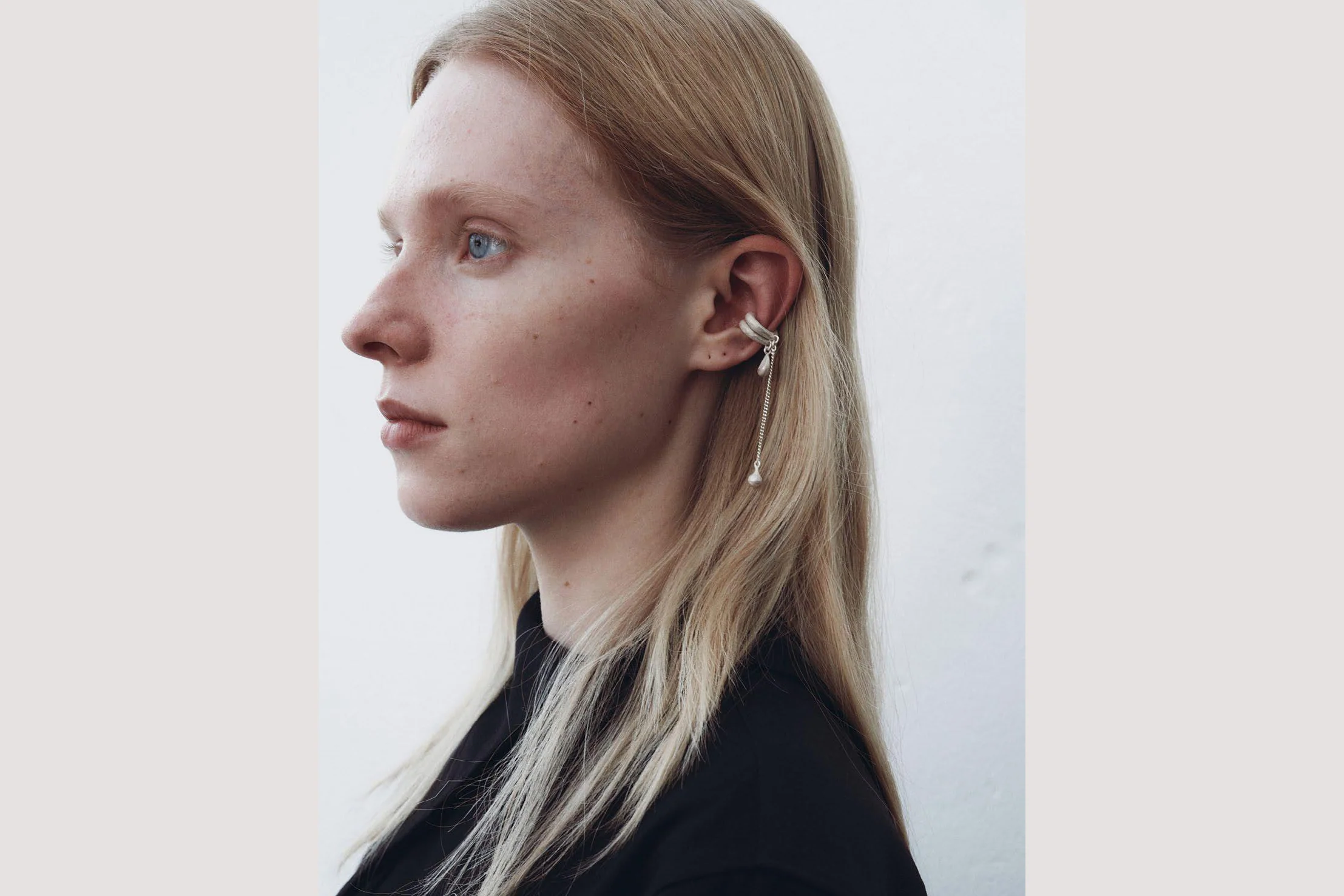 OLIO E ACETO Sterling Silver Pebble Chain Ear Cuff OA07E10 - Image 5