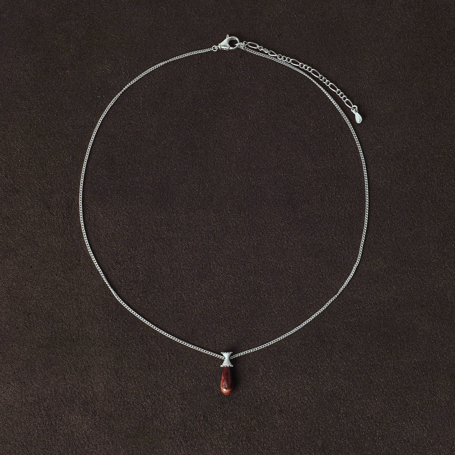 OLIO E ACETO Sterling Silver Quartzite/Lapis Lazuli/Red Snakeskin Jade Morning Dew Pendant Necklace OLIO-OA13N01-YH Red - Image 2