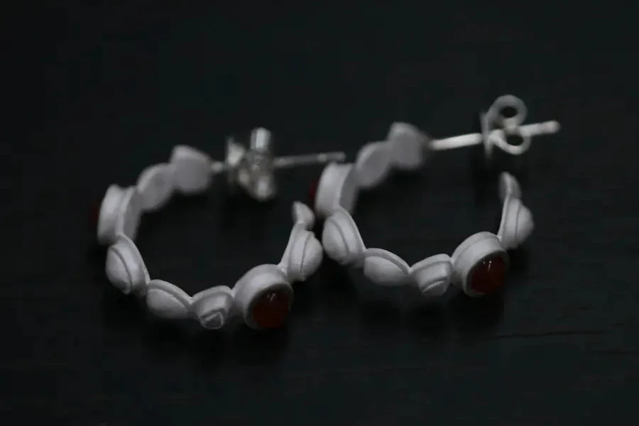 OLIO E ACETO sterling silver ruby onyx earrings OA09E22 silver/red POEA15 - Image 3