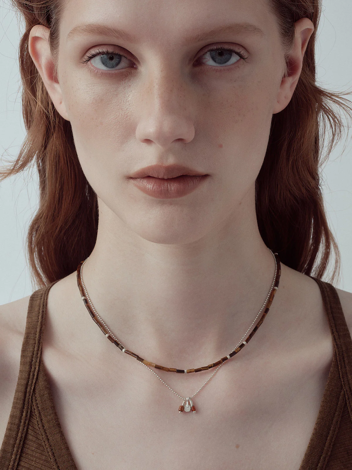 OLIO E ACETO Sterling Silver Tiger's Eye Beaded Necklace OLIO-OA14N27-YZ Silver/Brown - Image 3