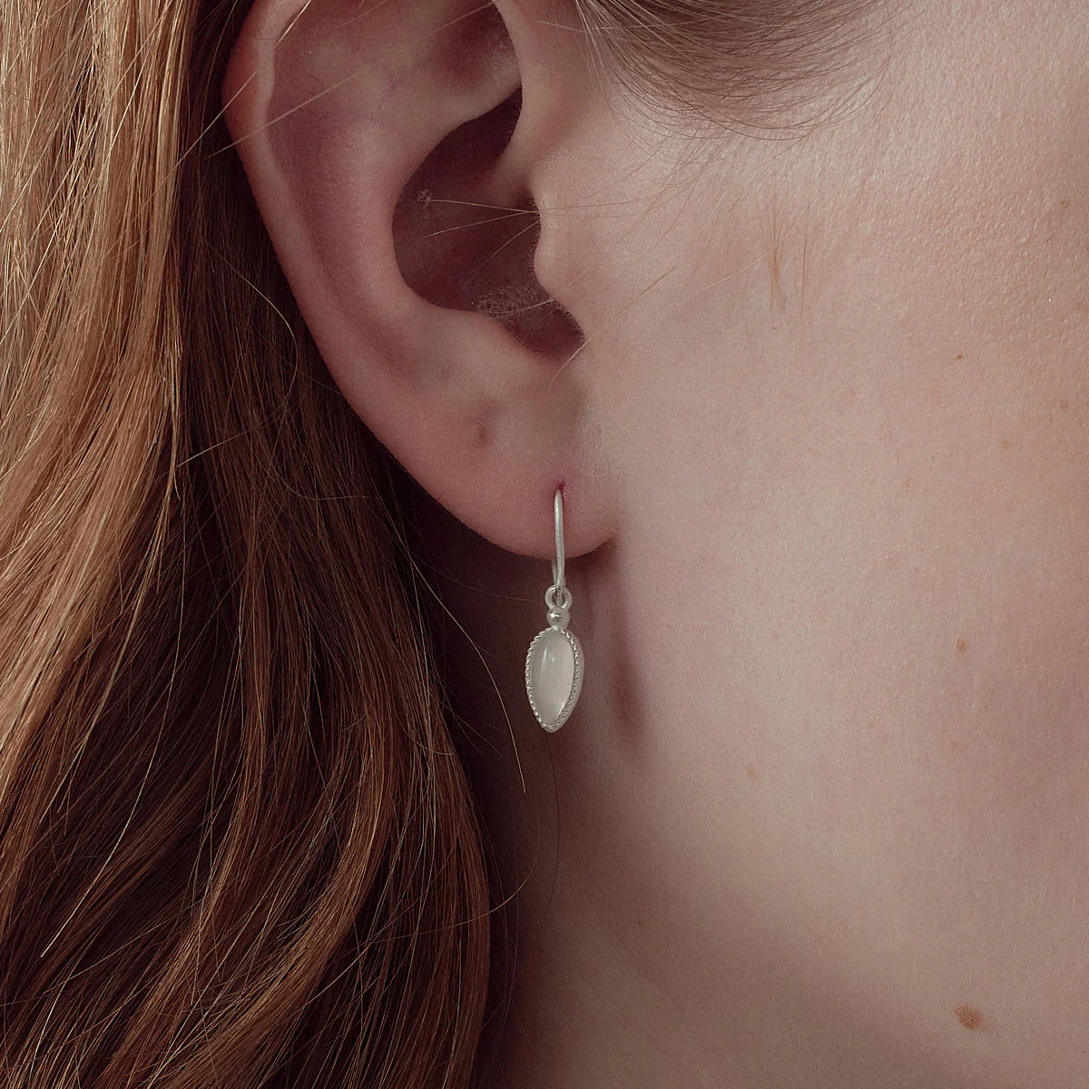 OLIO E ACETO Sterling Silver Tiger's Eye/Golden Stone/White Chalcedony Halo Earrings OLIO-OA14E21-BY White/Silver - Image 2