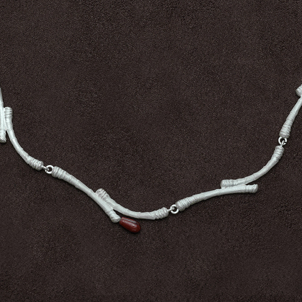 OLIO E ACETO Sterling Silver Twig Necklace OLIO-OA13N04-YHH Silver/Gray/Red - Image 2