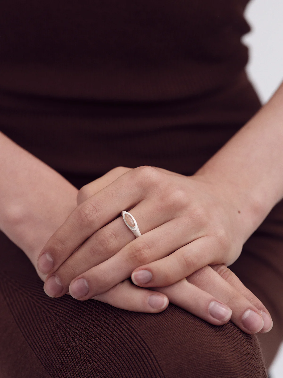 OLIO E ACETO Tanabata Special Series Sterling Silver Orange Moonlight Satellite Ring OLIO-OA13F18-YFC Silver/Pink Orange - Image 6