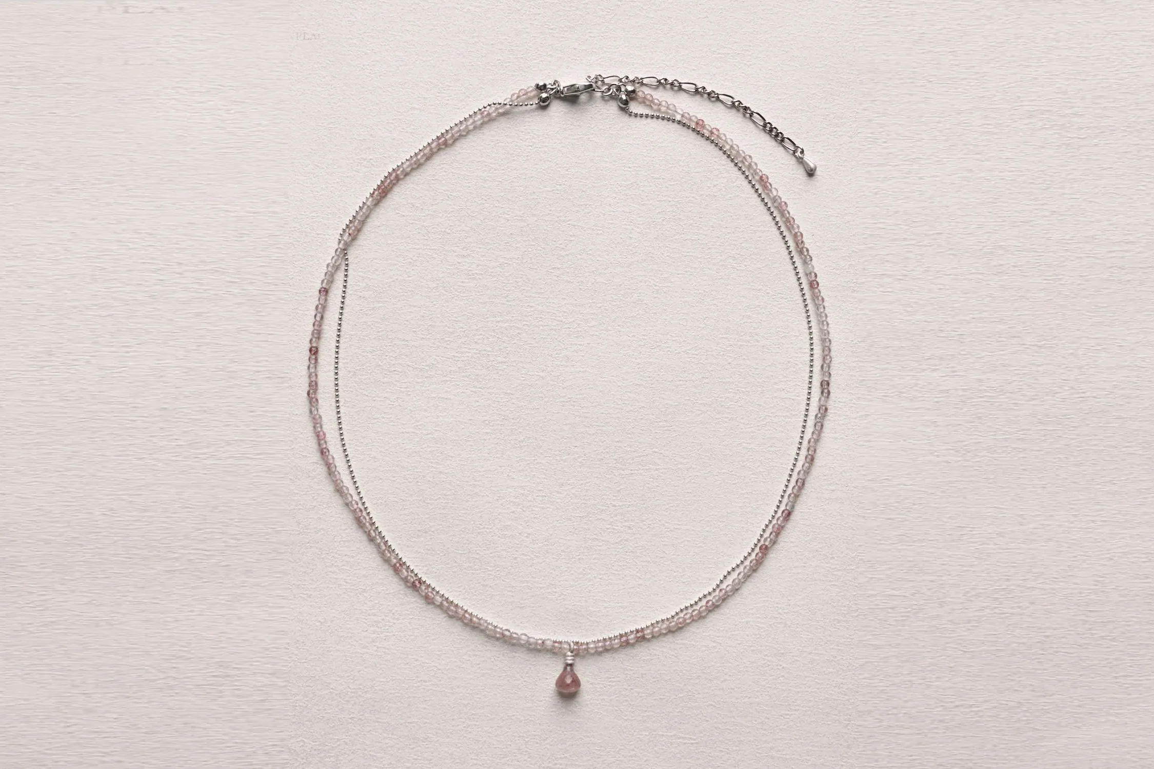 OLIO E ACETO Tanabata Special Series Strawberry Quartz Double Necklace OLIO-OA11N22-YIN-F Silver