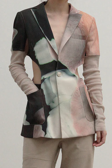 OUDE WAAG Deconstructed Flocking Sleeve Printed Suit OW-21SS-JK01GR88 POWJK01