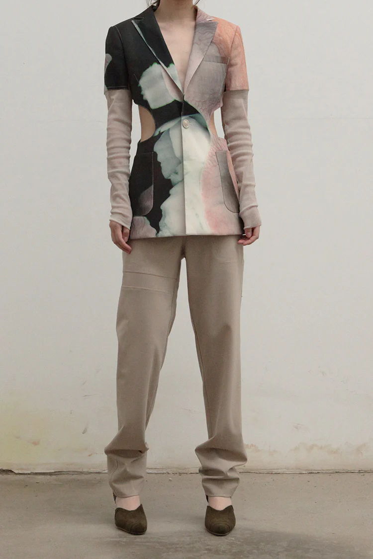 OUDE WAAG Deconstructed Flocking Sleeve Printed Suit OW-21SS-JK01GR88 POWJK01 - Image 2